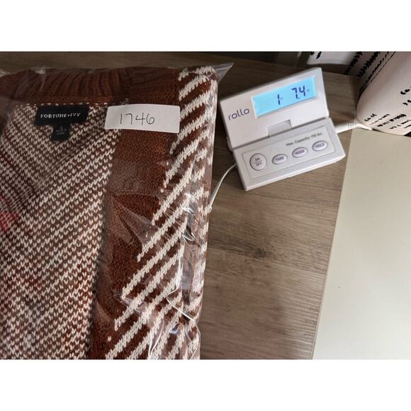 Fortune & Ivy Women’s Cardigan Sweater Size L Boho Western Knit Stripes Brown - Picture 13 of 13